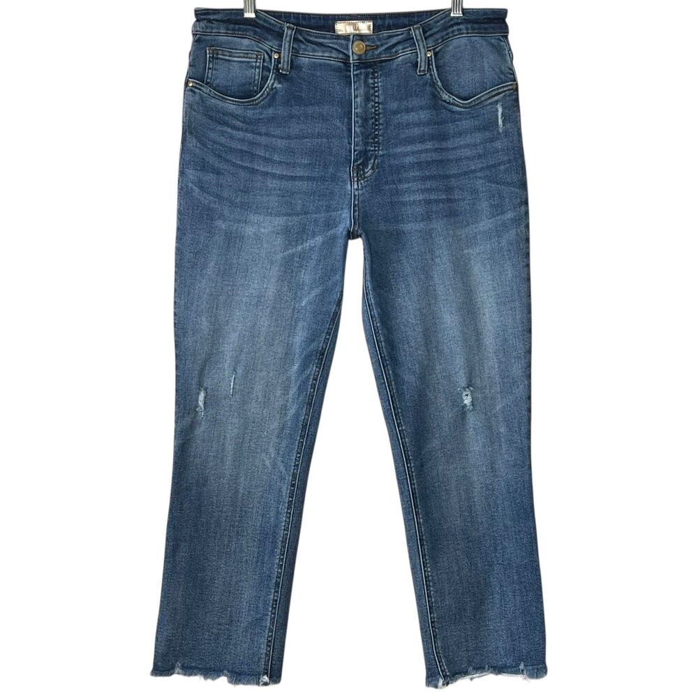 KUT from the Kloth Rachael FAB AB Mom High Rise Jeans Size 14 Raw Hem Stretch - Picture 2 of 11